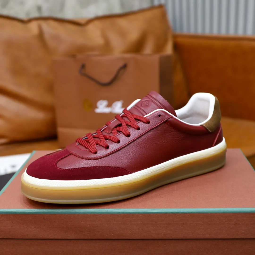 Men's Men's Shoes💰540💰••New Products•• LoroPian*_Noyo-Pianya New men's casual moral training sneakers, LP lace-up casual shoes!  Made of original imported soft cowhide and suede fabric, it highlights the sporty style. The heel is decorated with logo embossing and the original molding. The raw rubber translucent sole combined with the color welt adds a sense of modernity to the shoe. The shoe is overall refreshing and easy to match with style. It has a full cowhide lining for the feet. The original box packaging at the counter comes with wooden balls and a dust bag! Size: 38-44 (.45 customized)